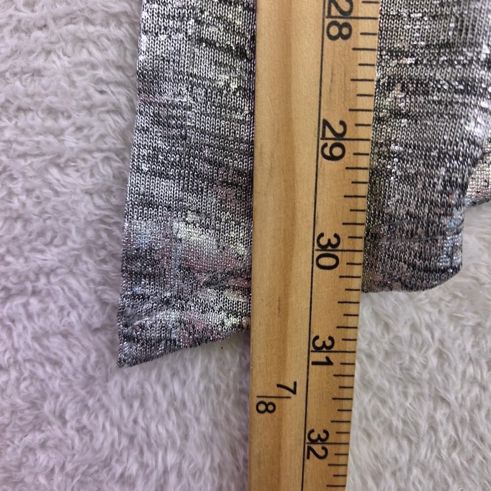 Ruby Rd Silver Metallic Twin Set Cardigan & Rhinestone Shell Top Size M - Picture 6 of 8